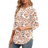 imageXIEERDUO 34 Length Sleeve Womens Tops Round Neck Casual Tunic Tops Basic Pleated Shirts Loose Fit 2025Patternedleaf Printed