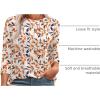 imageXIEERDUO 34 Length Sleeve Womens Tops Round Neck Casual Tunic Tops Basic Pleated Shirts Loose Fit 2025Patternedleaf Printed