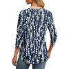 imageXIEERDUO 34 Length Sleeve Womens Tops Round Neck Casual Tunic Tops Basic Pleated Shirts Loose Fit 2025Patternednavy Printed