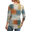 imageXIEERDUO 34 Length Sleeve Womens Tops Round Neck Casual Tunic Tops Basic Pleated Shirts Loose Fit 2025Patternedorange and Blue Plaid
