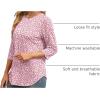 imageXIEERDUO 34 Length Sleeve Womens Tops Round Neck Casual Tunic Tops Basic Pleated Shirts Loose Fit 2025Patternedpink Dot