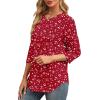 imageXIEERDUO 34 Length Sleeve Womens Tops Round Neck Casual Tunic Tops Basic Pleated Shirts Loose Fit 2025Patternedred Print