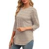 imageXIEERDUO 34 Length Sleeve Womens Tops Round Neck Casual Tunic Tops Basic Pleated Shirts Loose Fit 2025Patternedstripe