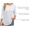imageXIEERDUO 34 Length Sleeve Womens Tops Round Neck Casual Tunic Tops Basic Pleated Shirts Loose Fit 2025White