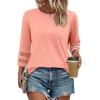 imageXIEERDUO 34 Length Sleeve Womens Tops and Blouses Dressy Casual Crewneck T Shirts Fashion Clothes Loose Fit TrendyCoral