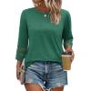 imageXIEERDUO 34 Length Sleeve Womens Tops and Blouses Dressy Casual Crewneck T Shirts Fashion Clothes Loose Fit TrendyGreen