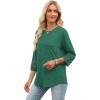 imageXIEERDUO 34 Length Sleeve Womens Tops and Blouses Dressy Casual Crewneck T Shirts Fashion Clothes Loose Fit TrendyGreen