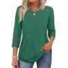 imageXIEERDUO 34 Length Sleeve Womens Tops and Blouses Dressy Casual Crewneck T Shirts Fashion Clothes Loose Fit TrendyGreen