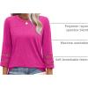 imageXIEERDUO 34 Length Sleeve Womens Tops and Blouses Dressy Casual Crewneck T Shirts Fashion Clothes Loose Fit TrendyHot Pink