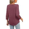 imageXIEERDUO 34 Length Sleeve Womens Tops and Blouses Dressy Casual Crewneck T Shirts Fashion Clothes Loose Fit TrendyWine Red