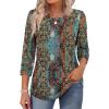 imageXIEERDUO 34 Length Sleeve Womens Tops and Blouses Dressy Casual Crewneck T Shirts Fashion Clothes Loose Fit TrendyZ Boho Multi