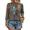 imageXIEERDUO 34 Length Sleeve Womens Tops and Blouses Dressy Casual Crewneck T Shirts Fashion Clothes Loose Fit TrendyZ Boho Multi