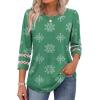 imageXIEERDUO 34 Length Sleeve Womens Tops and Blouses Dressy Casual Crewneck T Shirts Fashion Clothes Loose Fit TrendyZ Green Print