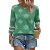 imageXIEERDUO 34 Length Sleeve Womens Tops and Blouses Dressy Casual Crewneck T Shirts Fashion Clothes Loose Fit TrendyZ Green Print
