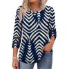 imageXIEERDUO 34 Length Sleeve Womens Tops and Blouses Dressy Casual Crewneck T Shirts Fashion Clothes Loose Fit TrendyZ Print Navy