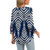 imageXIEERDUO 34 Length Sleeve Womens Tops and Blouses Dressy Casual Crewneck T Shirts Fashion Clothes Loose Fit TrendyZ Print Navy