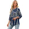 imageXIEERDUO 34 Length Sleeve Womens Tops and Blouses Dressy Casual Crewneck T Shirts Fashion Clothes Loose Fit TrendyZ Print Navy