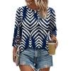 imageXIEERDUO 34 Length Sleeve Womens Tops and Blouses Dressy Casual Crewneck T Shirts Fashion Clothes Loose Fit TrendyZ Print Navy