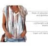 imageXIEERDUO Womens Tops V Neck Cap Sleeve Loose Fit Tee Shirts Summer Spring 2025 EyeletPrintedPrinted B