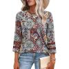 imageXIEERDUO 34 Length Sleeve Womens Tops and Blouses Dressy Casual Crewneck T Shirts Fashion Clothes Loose Fit TrendyZ Boho Multi