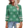imageXIEERDUO 34 Length Sleeve Womens Tops and Blouses Dressy Casual Crewneck T Shirts Fashion Clothes Loose Fit TrendyZ Green Print