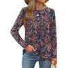 imageXIEERDUO Long Sleeve Shirts for Women Casual Crew Neck Basic Fall Tops Loose Fit ComfyD Blue Floral