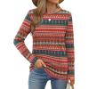 imageXIEERDUO Long Sleeve Shirts for Women Casual Crew Neck Basic Fall Tops Loose Fit ComfyD Boho Red