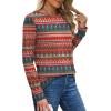 imageXIEERDUO Long Sleeve Shirts for Women Casual Crew Neck Basic Fall Tops Loose Fit ComfyD Boho Red