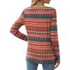 imageXIEERDUO Long Sleeve Shirts for Women Casual Crew Neck Basic Fall Tops Loose Fit ComfyD Boho Red