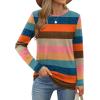 imageXIEERDUO Long Sleeve Shirts for Women Casual Crew Neck Basic Fall Tops Loose Fit ComfyD Colorful Stripes