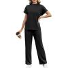 imageXIEERDUO Womens Side Slit Lounge Sets 2 Piece Travel Outfits Wide Leg Loungewear Fashion Mock Neck Tracksuits S3XLA Black