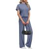 imageXIEERDUO Womens Side Slit Lounge Sets 2 Piece Travel Outfits Wide Leg Loungewear Fashion Mock Neck Tracksuits S3XLBlue