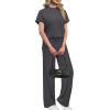 imageXIEERDUO Womens Side Slit Lounge Sets 2 Piece Travel Outfits Wide Leg Loungewear Fashion Mock Neck Tracksuits S3XLDark Grey