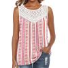 imageBoho Tops for Women Plus Size Clothes for Women Loose Fit Summer Tank Tops Pleated Sleeveless Vacation Outfits Crochet Tops Pink Floral XXL