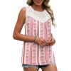 imageBoho Tops for Women Trendy 2026 Cute Summer Tank Top for Women Loose Fit Pleated Sleeveless Vacation Outfits Lace Tops Pink Floral S