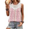 imageBoho Tops for Women Trendy 2026 Cute Summer Tank Top for Women Loose Fit Pleated Sleeveless Vacation Outfits Crochet Tops Pink Floral M