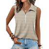 imageXIEERDUO Womens Summer Tops V Neck Collared Shirts Dressy Casual Ribbed Tank Top with Zipper Loose FitFloral Striped