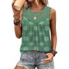 imageXIEERDUO Womens Tank Tops Sleeveless Lace Crochet Boho Tops Loose Fit Pleated Tunics Crewneck Summer Vacation Outfits FlowyPatternedgreen Print