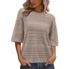 imageXIEERDUO Womens Half Sleeve Sweater Knit Crochet Blouses Tops 2026 Spring Summer Fashion Clothing OutfitsKhaki