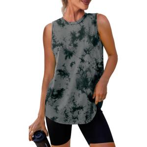 imageWomens Workout Tank Tops Lightweight Sleeveless Shirts for Women Loose Fit Tops for Athletic Running Tennis YogaBlack Tie Dye