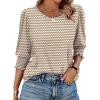 imageXIEERDUO Blouses for Women Dressy Casual 34 Length Sleeve Womens Tops with Smocked CuffsJstripe