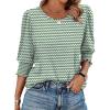 imageXIEERDUO Blouses for Women Dressy Casual 34 Length Sleeve Womens Tops with Smocked CuffsJzgreenstripe