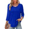 imageXIEERDUO 34 Length Sleeve Tops for Women 2026 Crewneck Casual Pleated Tunic Tops Loose Fit Shirts BlousesAblue