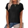 imageXIEERDUO Short Sleeve Sweater for Women Summer Lightweight Boho Tops Clothes Beach Vacation Outfits 2026Solid a Black