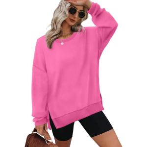 image:imageXIEERDUO Womens Oversized Sweatshirts Pullover Casual Crewneck Long Sleeve Tops Comfy03hot Pink