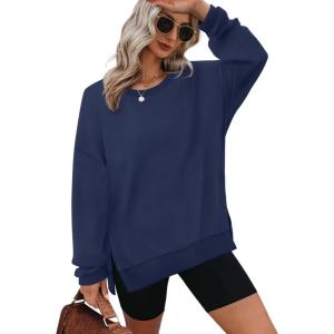 image:imageXIEERDUO Womens Oversized Sweatshirts Pullover Casual Crewneck Long Sleeve Tops Comfy10navyblue