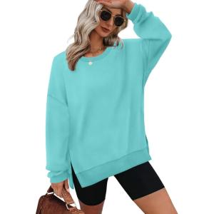 image:imageXIEERDUO Womens Oversized Sweatshirts Pullover Casual Crewneck Long Sleeve Tops Comfy14lightgreen