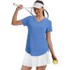 image:imageXIEERDUO Womens Workout Tops Short Sleeve Shirts Sun Protection UPF 50 Quick Dry Outfits for Hiking Running V Neck S3XL04 Blue