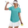 image:imageXIEERDUO Womens Workout Tops Short Sleeve Shirts Sun Protection UPF 50 Quick Dry Outfits for Hiking Running V Neck S3XL05 Aqua