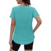image:imageXIEERDUO Womens Workout Tops Short Sleeve Shirts Sun Protection UPF 50 Quick Dry Outfits for Hiking Running V Neck S3XL05 Aqua